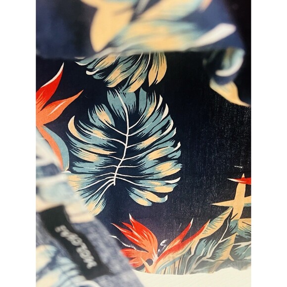 Molokai Surf Co Hawaiian Shirt M Reverse Print Blue Floral Birds Of Paradise - Picture 9 of 10
